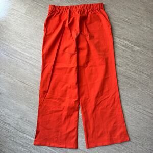 Wynne Layers Womens L Pull On Wide Leg Pants Bright Orange Stretch Waist